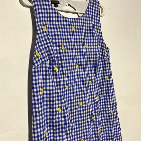 Talbots Lemons & Gingham Shift Dress Size 8 - Picture 6 of 11